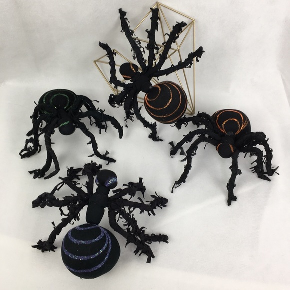 Other - Four Large Scary Black Fabric Spiders